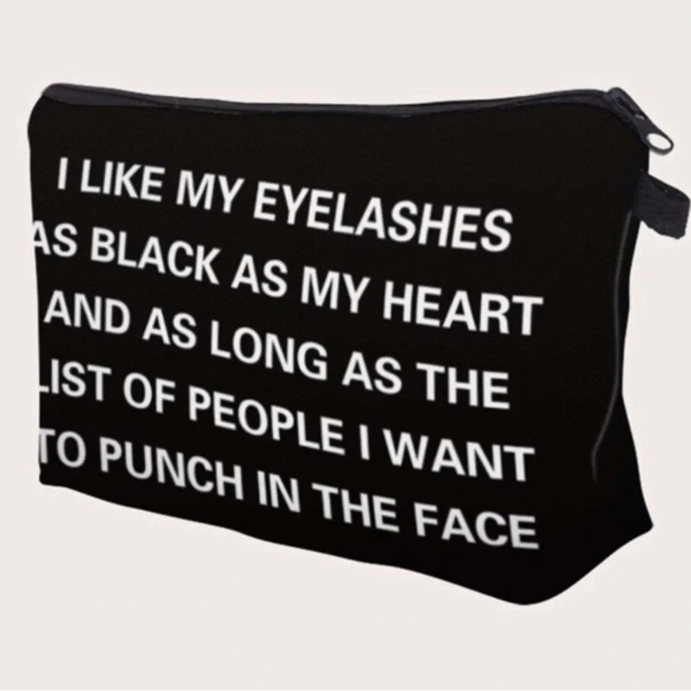 NEW Macy’s Graphic Makeup Cosmetics Pouch Bag Case Top Zipper Padded Black White